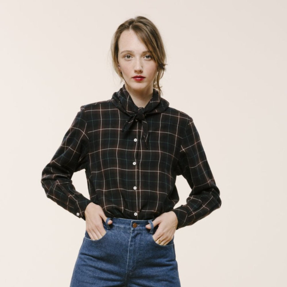 Carleen Bandana Neck Shirt - Plaid